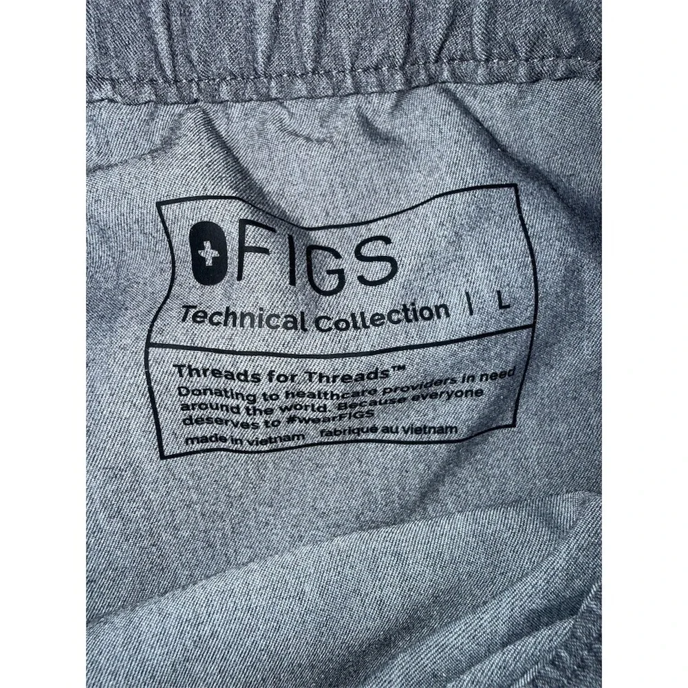 FIGS Technical Collection Men's Scrub Pants Size L Gray Cargo Drawstring‎ zipper